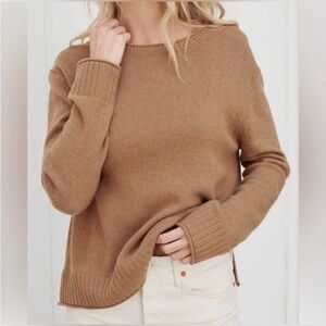 Jenni Kayne Camel Crew Neck Sweater in Dark Camel Sz S